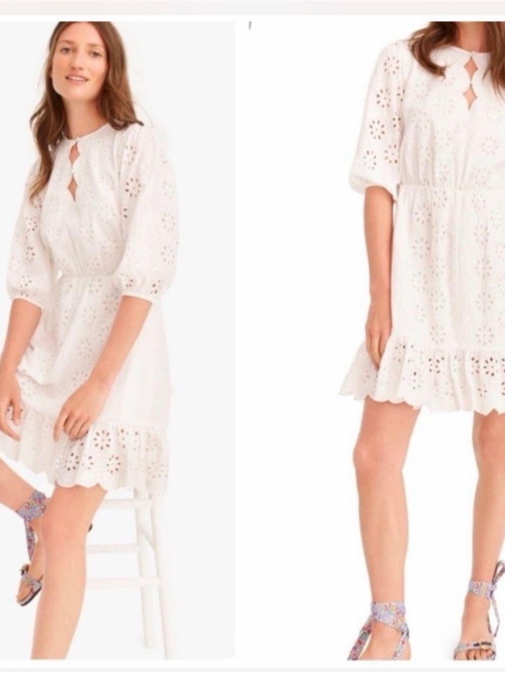 J. Crew White Eyelet Keyhole Mini Dress